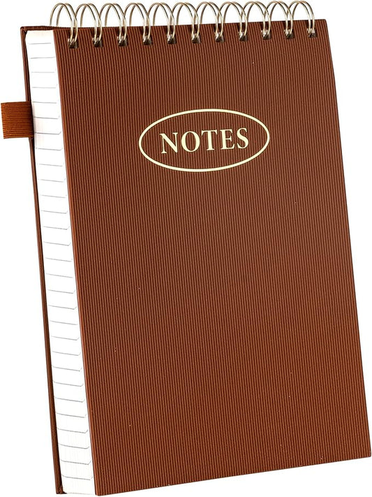 Yoment Top Spiral Notebook 240 Pages Leather Steno Pads 6x9 Top Bound Spiral Notepad 100 GSM College Ruled Notebook Left Handed Notebooks for Work School Office, Brown