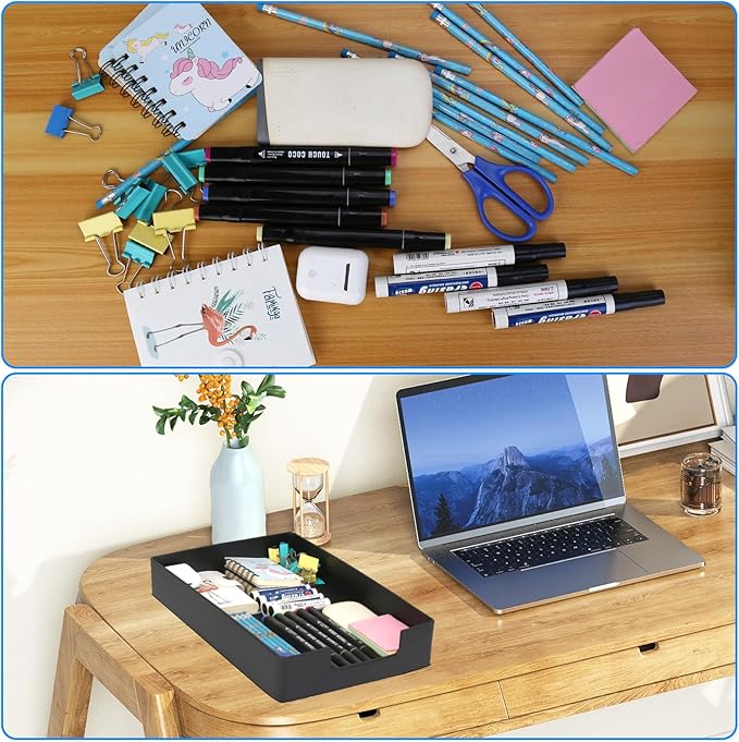 Letter-Size Tray, Desk Drawer Organizer, A4 Plastic Paper Tray, Multi-use Large Storage Basket for Office Home Supplies,13 x 9.6 inch