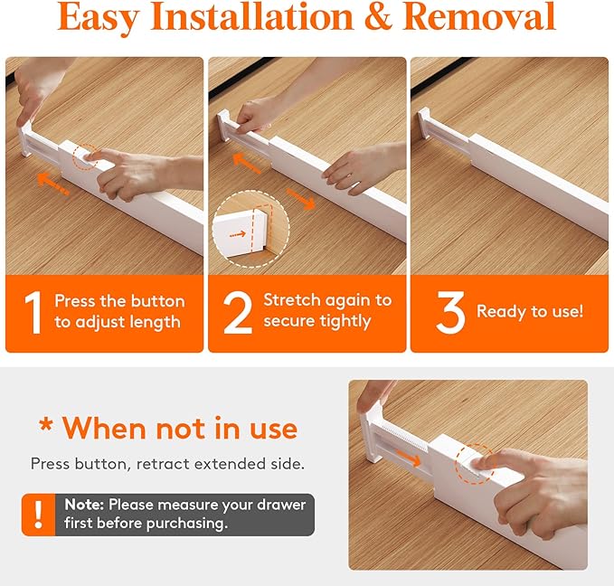 Lifewit 10 Pack Kitchen Drawer Dividers 2.36" High, 16"-22" Adjustable Drawer Organizer for Utensils/Clothes/Makeup, Plastic Expandable Separators in Dresser/Bedroom/Bathroom/Office Storage