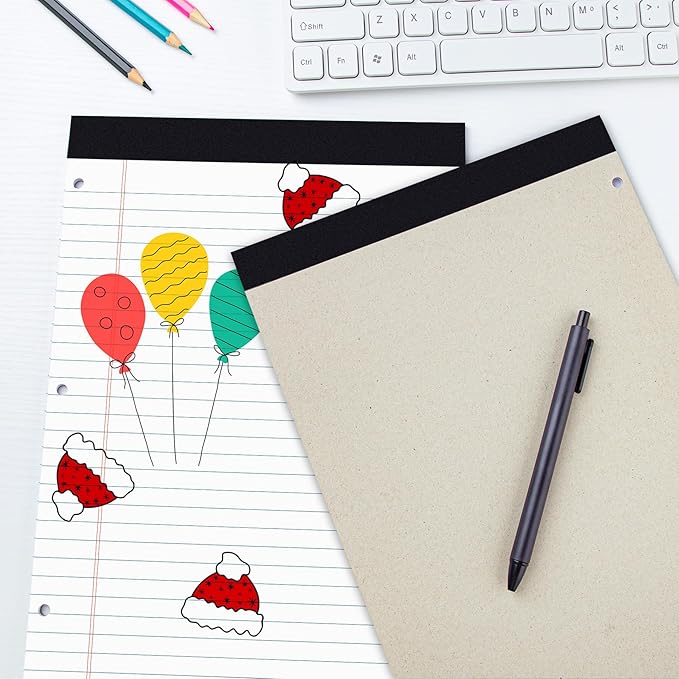 HAUTOCO 6 Pack 8.5 x 11 Legal Pads White Wide Ruled Notepads Perforated Writing Pads, 30 Sheets Per Notepad, 3-Hole Punched Paper, Writing Note Pads for School, Home, Office, Business