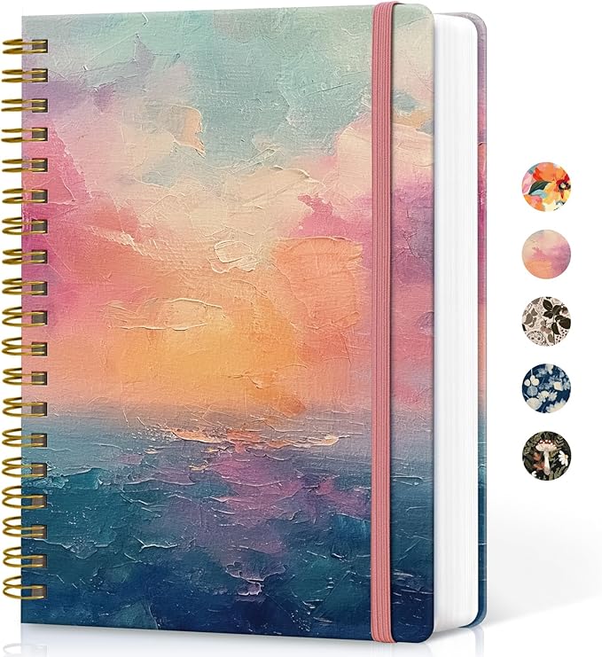 Lined Spiral Notebook Journal for Work, 300 Pages Thick B5 (7.1"x10") College Ruled Journal for Women & Writing, Hardcover Notebook for Note Taking, Perfect for Office Home School Supplies, Sunset