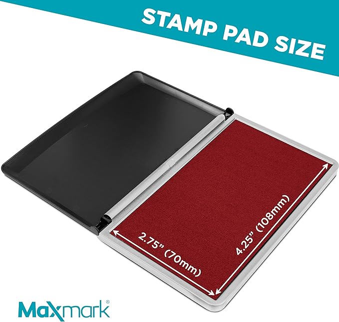 MaxMark Large Crimson Red Stamp Pad - 2-3/4" by 4-1/4" - Premium Quality Felt Pad
