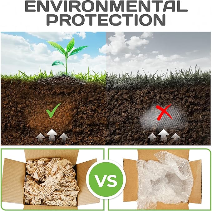 HexaFil Honeycomb Packing Paper - Eco-Friendly, Sustainable Filler for Shipping and Moving, Cushioned Packing Material in Dispenser Box, Alternative to Bubble Wrap - Natural, 12" x 1700'