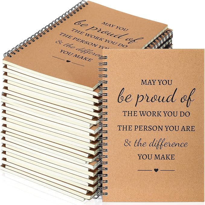 Colarr 60 Pcs A5 Inspirational Spiral Notebook Bulk Appreciation Gift 6x8 Inch Motivational Notepad 100 Page/50sheet Lined College Ruled Journal for Employee Coworker Teacher Nurse (Brown)