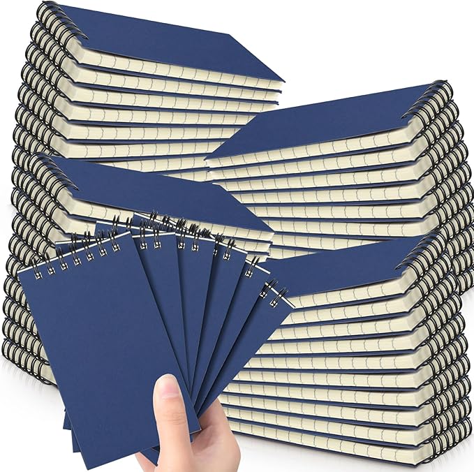 Tenceur 54 Pcs Pocket Notebook Bulk Small 3x5 Inch Spiral Notepads Mini Top Bound Notebook with Lined 120 Pages Ruled Memo Pads for Office College Nurse Essentials Back to School Gift (Blue)