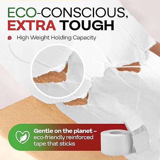 IDL Packaging 2.83" x 450 feet Reinforced Water-Activated Kraft Gummed Tape 30lb Thickness (Pack of 10) - Secure Paper Packing Tape for Secure Carton Sealing - Heavy-Duty for All Conditions, White