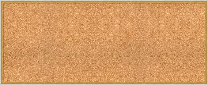 Amanti Art Natural Cork Board for Wall, 25x61 Vision Board with White Frame, Oversize Corkboard Office Decor for Home Organization, Modern Corkboard Pinboard to Display Items for Home Organization in