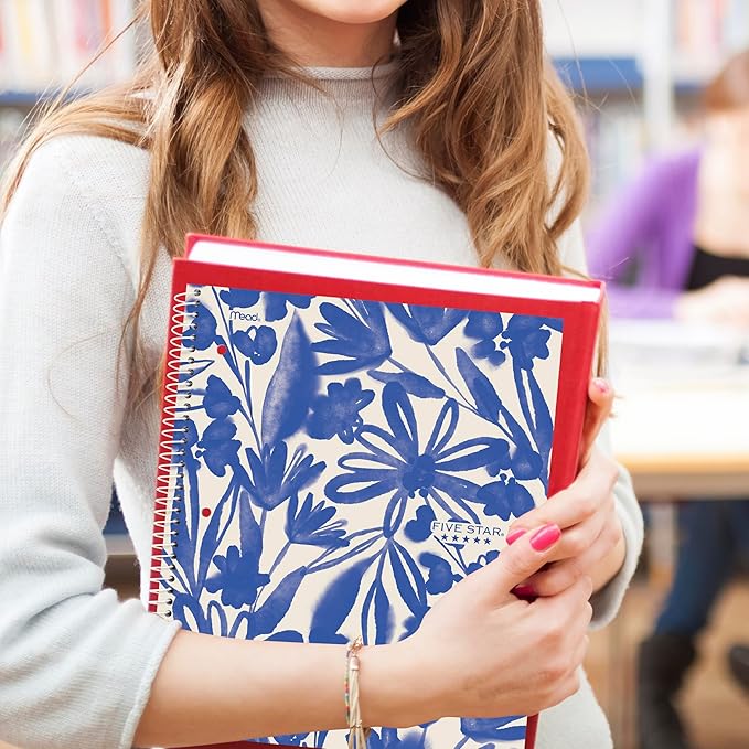 Five Star Spiral Notebook + Study App, 2 Pack, 1 Subject, College Ruled, 8-1/2" x 11", 80 Sheets, Fights Ink Bleed, Water Resistant Cover, Soft Petals (820331F-ECM)