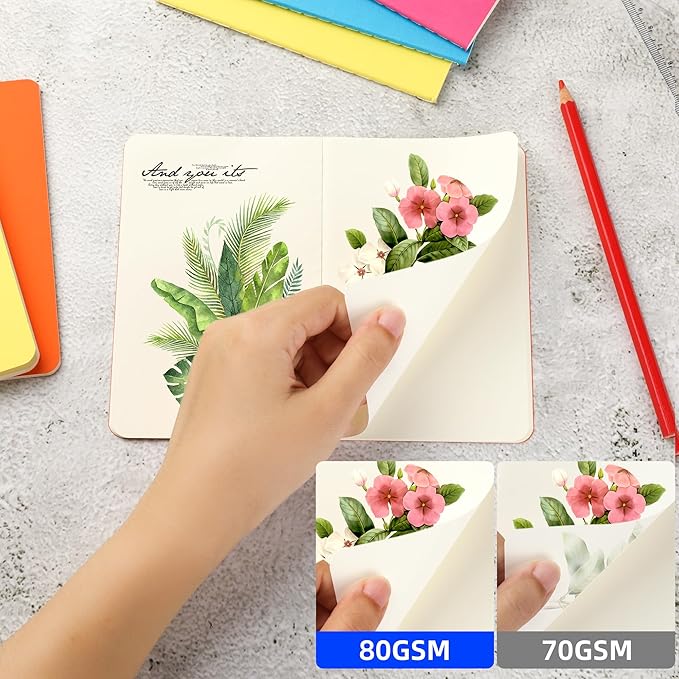 24 Pack Small Pocket Blank Notebook & Journal Bulk, Multi Cover, Unlined Thick Paper, A6 Size, 5.5x3.5 inch, 60 Page, Mini Plain Sketchbook Subject Note Pad Set for Women Men Kids