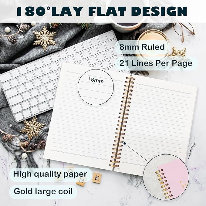 BearCake Pink Notebook for Women,Journaling Notebooks for Women,Womens Book Notebooks,Gifts for Women,Preppy Journal,Be Who You Are Not Who The World Wants You To Be Notebook,Spiral Notebook 5.5x8.3