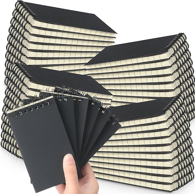 Tenceur 54 Pcs Pocket Notebook Bulk Small 3x5 Inch Spiral Notepads Mini Top Bound Notebook with Lined 120 Pages Ruled Memo Pads for Office College Nurse Essentials Back to School Gift(Black)