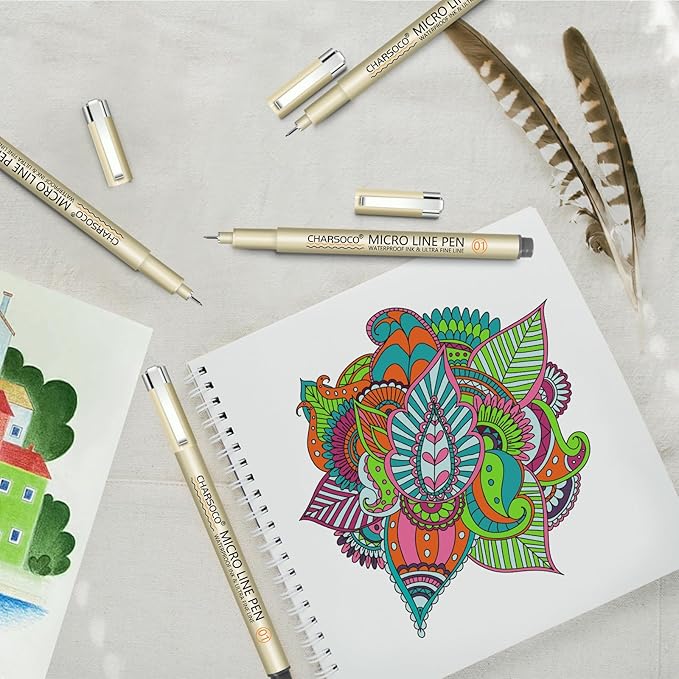 01 Micro Pen, Fine Point Pen with 36 Colors, Waterproof Archival Ink, 0.25mm Fineliner Ink Pens for Artist Illustration, Sketching, Anime, Manga, Technical Drawing and Scrapbooking