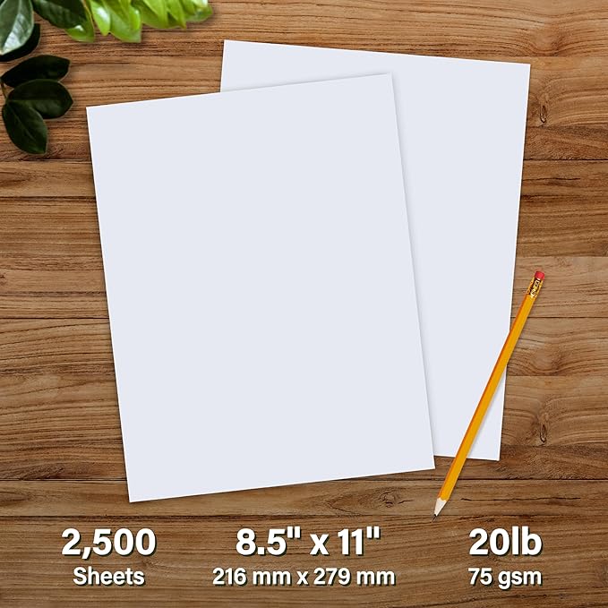 Elementree Sustainable Printer Paper Case 8.5" x 11" – Made from Sawmill Waste – 20 lb Copy & Multipurpose Computer Paper – 2500 Sheets – Made in the USA - Printer & Copier Compatible (00918C)