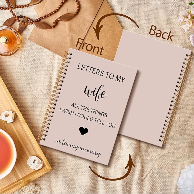 Memorial Gifts for Loss of Wife Grief Notebook Journal, Letters to My Wife in Heaven Spiral Notebook, Sympathy Notebooks Gifts for Loss of Wife Men, In Loving Memory Sympathy Gifts, 6x8.2In