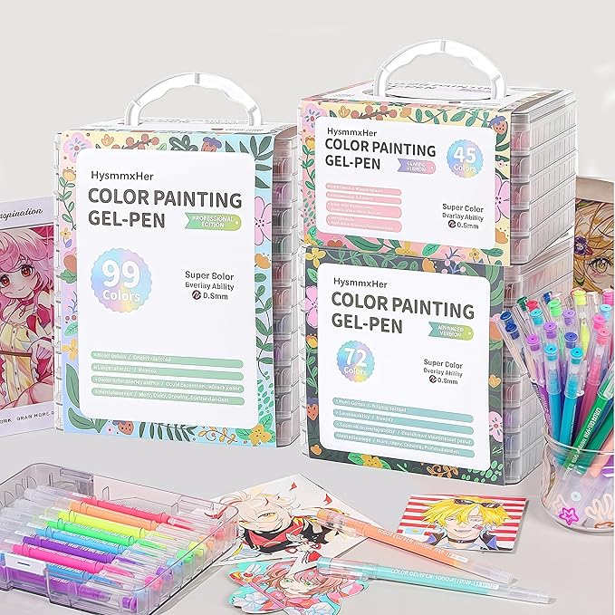 Colored Gel Pens Set, 0.6mm Fine Point for Black & White Paper, Cute Pens for Journaling, Adult Coloring Books, Bible, Drawing, Note Taking, School & Journaling Supplies (72 Advanced Colors)