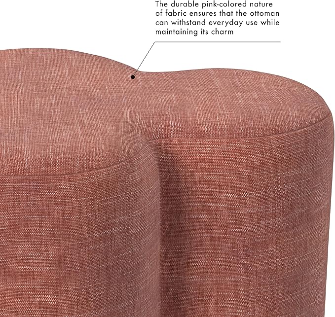 HomePop Upholstered Clover Shaped Ottoman Home Décor|Foot Rest Ottoman - Pink Chenille