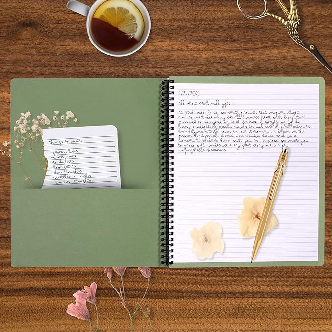 Steel Mill & Co Cute Large Spiral Notebook College Ruled, 11" x 9.5" with Durable Hardcover and 160 Lined Pages, Mushroom