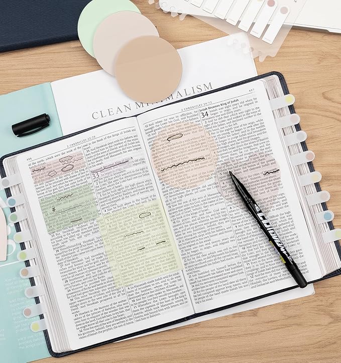 Transparent Sticky Notes,1120 Sheets Clear Sticky Notes with Pen, Waterproof Annotation Kit, Self-Adhesive Translucent Writable Index Tabs for Annotation Books, Bible Journaling Study Office School