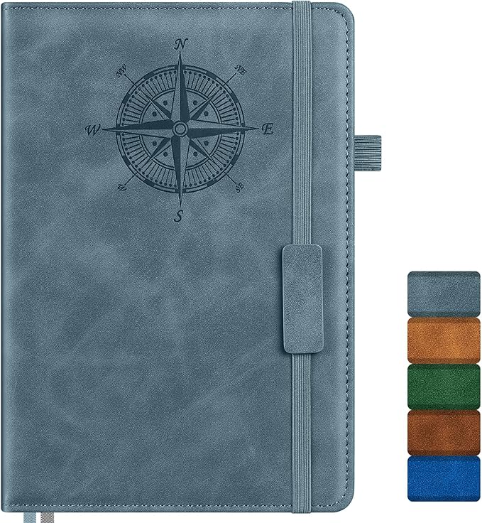 Notebook Journal for Women Men: Leather Journal for Writing, Hardcover College Ruled Journals Notebooks with Thick Paper, Large A5 Daily Journal for Travel, Diary, Gifts for Teens, 5.7"×8.5", Deepblue