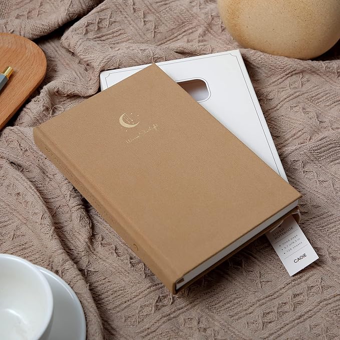 CAGIE Journal for Women Fabric Journal Notebook with 256 Pages 120 GSM Journals for Writing with Gift Box, 5.7x8.3 In, Brown