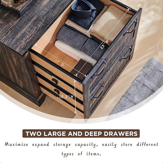 RedLemon File Cabinet with 2 Drawers, Farmhouse 30" Filing Cabinets with Hanging File Folders for A4/Letter/Legal Size Documents,Office Storage Cabinet for Study Room, Living Room (Dark Rustic Oak)