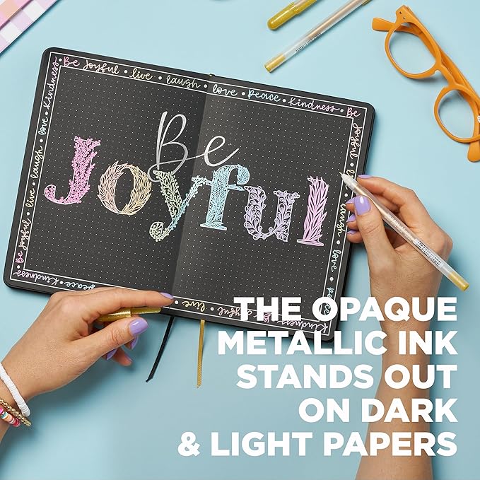 SAKURA Gelly Roll Metallic Gel Pens - Pens for Scrapbook, Journals or Drawing - Art Gifts, DIY Projects - Colored Metallic Ink - Medium Line - 10 Pack