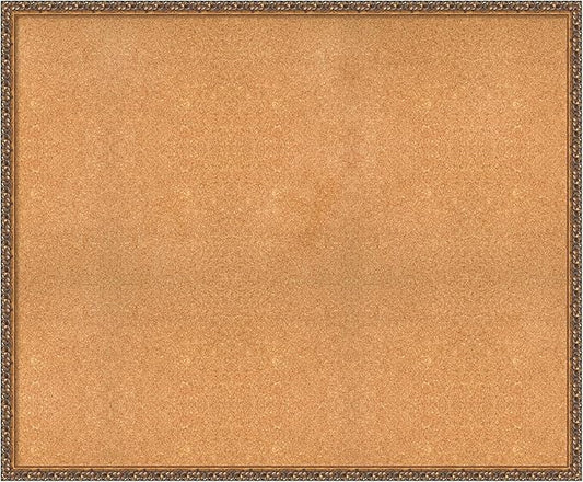 Amanti Art Natural Cork Board for Wall, 38x46 Vision Board with Bronze Frame, Oversize Corkboard Office Decor for Home Organization, Traditional Corkboard Pinboard to Display Items for Home