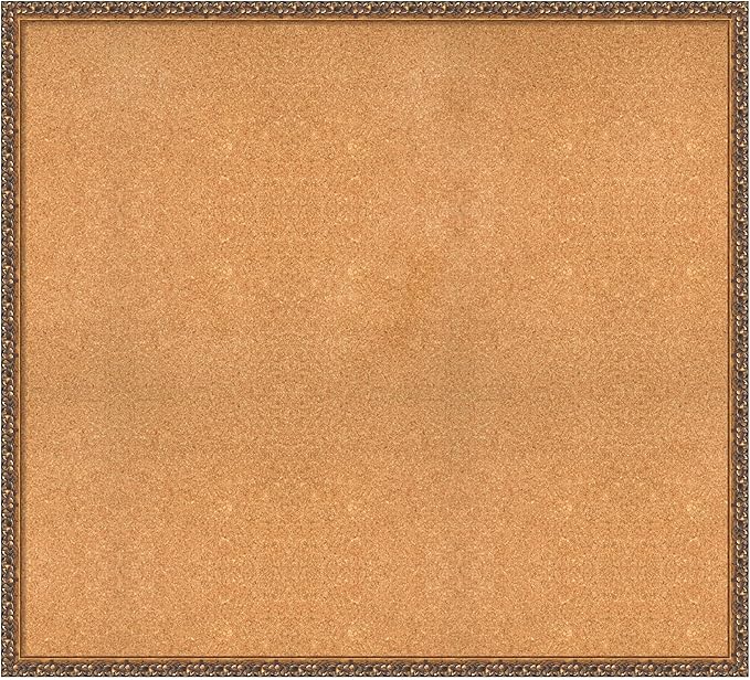 Amanti Art Natural Cork Board for Wall, 38x42 Vision Board with Bronze Frame, Oversize Corkboard Office Decor for Home Organization, Traditional Corkboard Pinboard to Display Items for Home