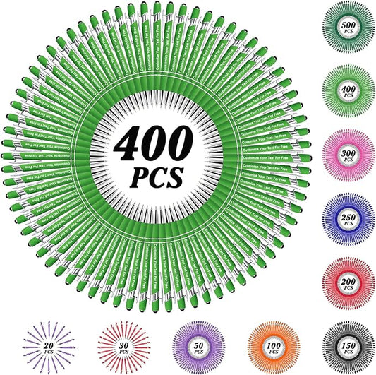 Max 500 Pcs Personalized Pens Bulk, Custom Pens with Free Engraving, Customized Stylus Tip Ballpoint Pen with Your Name Massage Text for School Office Business Graduation Anniversaries-400 Packs