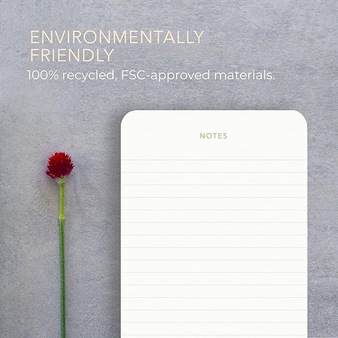 Elegant Desk Notepads for Professionals, Executive's Memo Pads, Minimalist, Gold Foiled, Lined Layout, 3 Pack, 225 Sheets Total (75 Each), 6.3" x 3.9”, 80 GSM, Eco-friendly, FSC™ Certified