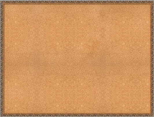 Amanti Art Natural Cork Board for Wall, 38x50 Vision Board with Bronze Frame, Oversize Corkboard Office Decor for Home Organization, Traditional Corkboard Pinboard to Display Items for Home