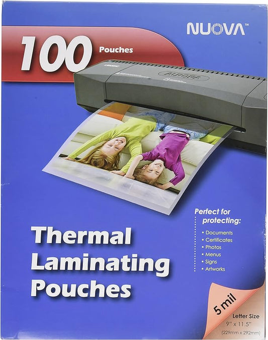 Nuova 100-Pack, 5 Mil Thermal Laminating Pouches 9 x 11.5 Inches, Letter Size, LP105H