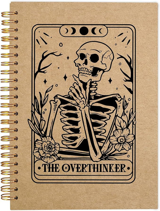 the Overthinker Tarot Card Notebook Journal, Gothic Goth Skull Notebook Journal, Witchy Journal, Goth Office Supplies, Spiral Notebook 5.5x8.3 Kraft Paper
