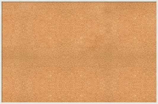 Amanti Art Natural Cork Board for Wall, 31x47 Vision Board with White Frame, Oversize Corkboard Office Decor for Home Organization, Modern Corkboard Pinboard to Display Items for Home Organization in