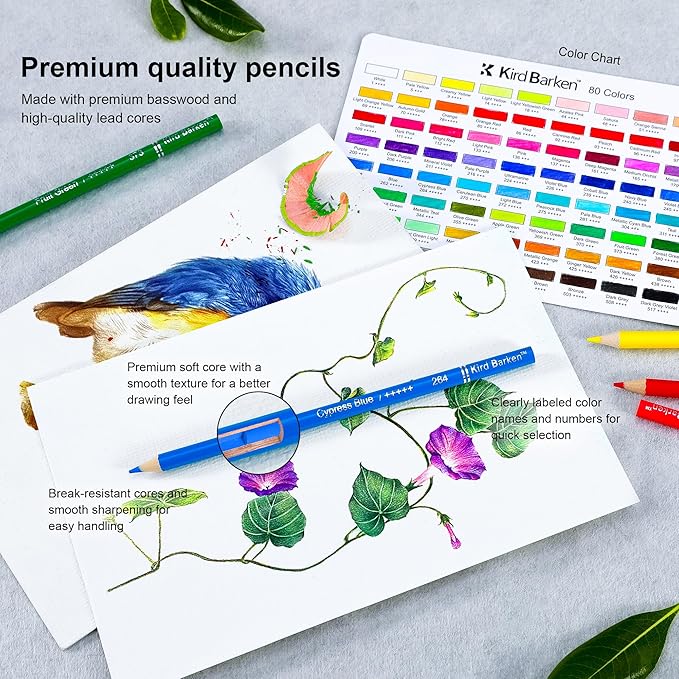 80 Colored Pencils – Soft Core Professional Drawing Pencils for Adult Coloring Books, Blending & Shading, Art Supplies Gift for Beginners & Adults