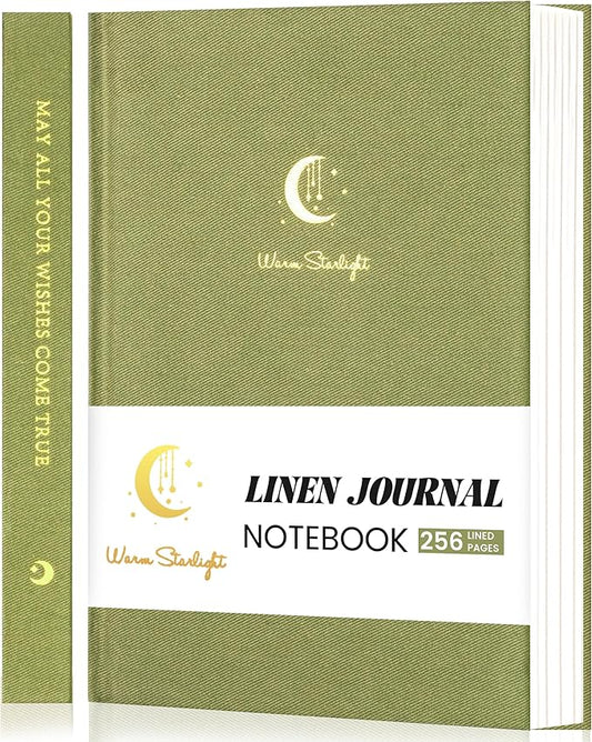 CAGIE Lined Journal Notebook for Women Men, A5 Hardcover Linen Journals For Writing 256 Pages, Aesthetic Womens Diary, Gifts 8.3'' x 5.7'' Olive