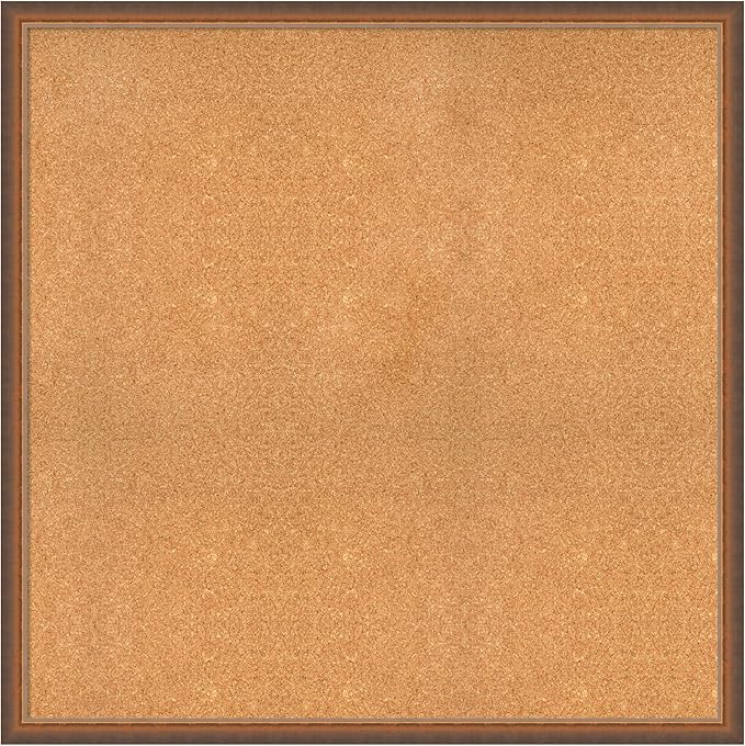 Amanti Art Natural Cork Board for Wall, 38x38 Vision Board with Bronze Frame, Oversize Corkboard Office Decor for Home Organization, Modern Corkboard Pinboard to Display Items for Home Organization