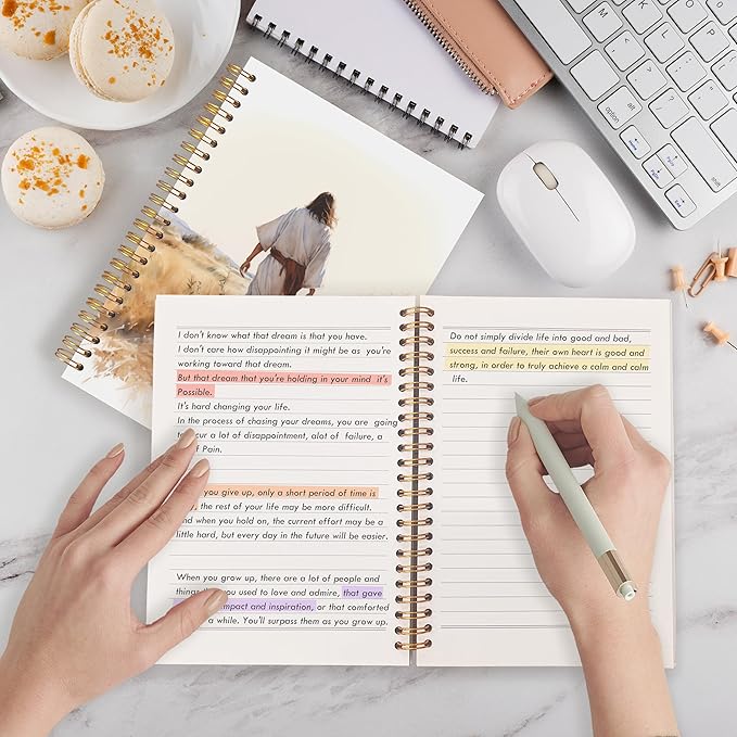 Qabliqo Jesus and Lamb Christian Spiral Notebooks, Rustic Retro Jesus Journals for Writing, Christian Gifts for Women Men, Prayer Journal, Religious Notebook for Note Taking, 5.5x8.3 Inch