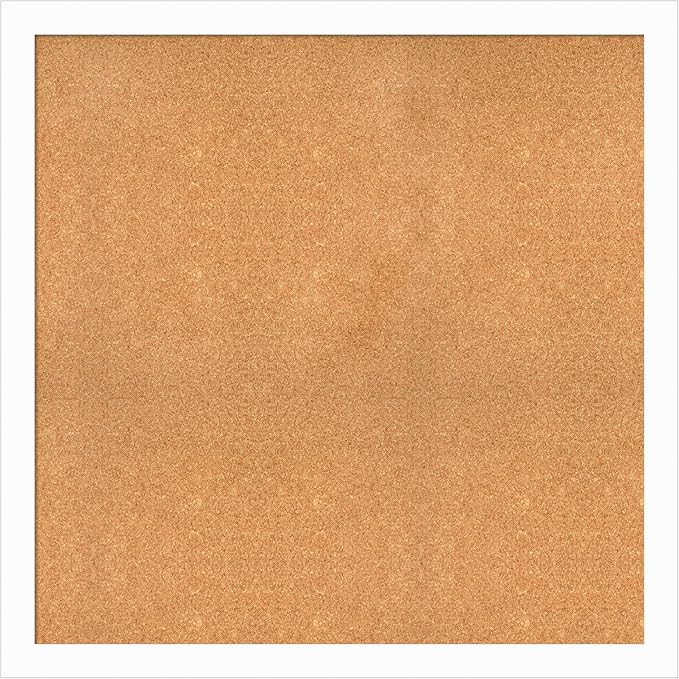 Amanti Art Natural Cork Board for Wall, 39x39 Vision Board with White Frame, Oversize Corkboard Office Decor for Home Organization, Casual Corkboard Pinboard to Display Items for Home Organization in