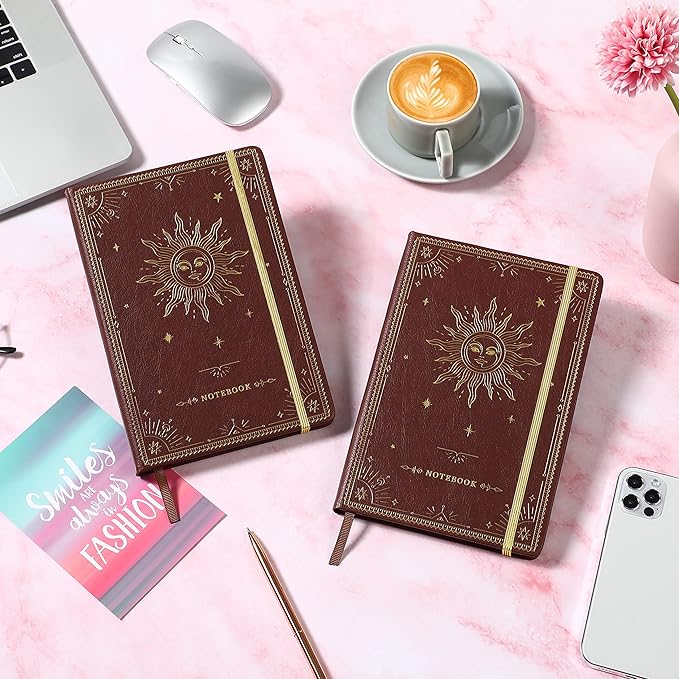 Artfan Ruled Notebook/Journal – Premium Thick Paper Faux Leather Classic Writing Notebook with Pocket + Page Dividers Gifts, Banded, Large, 144 Pages, Hard Cover, Lined (5.8 x 8.4) - Burgundy