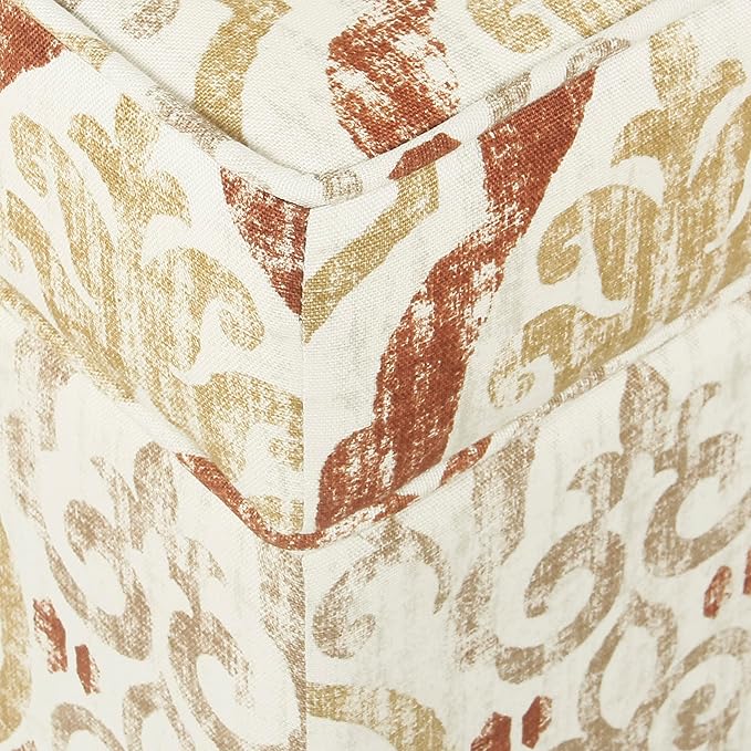 Square Ottoman - Burnt Orange and Cream Medallion