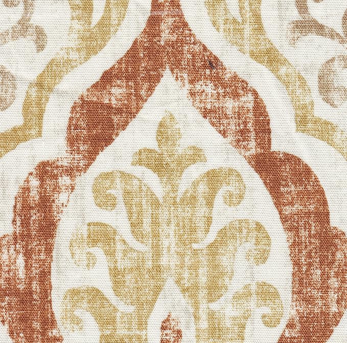 Square Ottoman - Burnt Orange and Cream Medallion